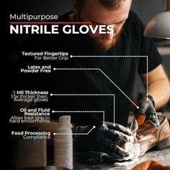 Advance Black Nitrile Exam Gloves Latex Free Bulk 1000ct 5 Mil Powder Free Glove