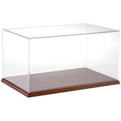 Plymor Clear Acrylic Display Case with Hardwood Base, 16″ W x 10″ D x 8″ H