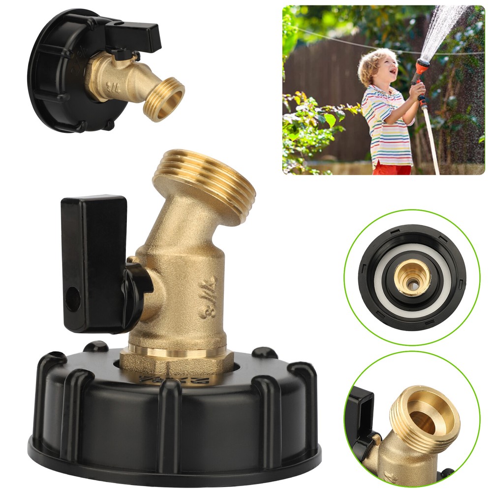 275 330 Gallon IBC Tote Water Tank Adapter 2″ Brass Hose Faucet Valve Connector