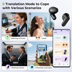 AI Translation Earbuds: Real-Time Language Translator, 140 Languages, LCD Screen