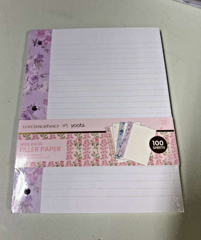 LoveShackFancy x Target – Yoobi Filler Paper Wide ruled- multi color