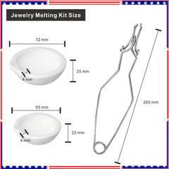 8 Crucibles For Melting Metal Kit Gold Silver Copper Ceramic Quartz With Handles