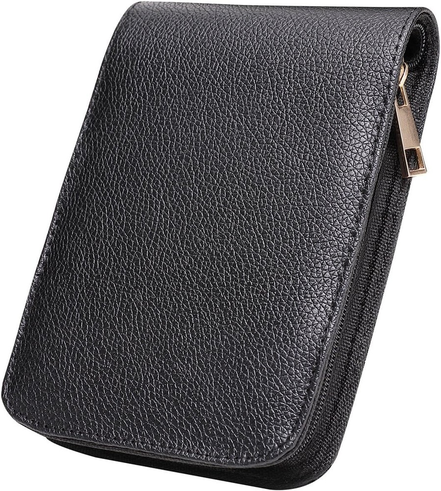 Fountain Roller Ball Pen Case Holder PU Leather Bag for 12 Pens Color Black