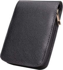 Fountain Roller Ball Pen Case Holder PU Leather Bag for 12 Pens Color Black