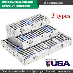DENTAL AUTOCLAVE STERILIZATION CASSETTE RACK BOX TRAY FOR 5 10 20 INSTRUMENTS
