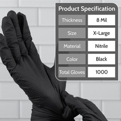 Wolverine X-Large Black Nitrile Gloves Raised Diamond Texture, 8 Mil, 1000 Pcs