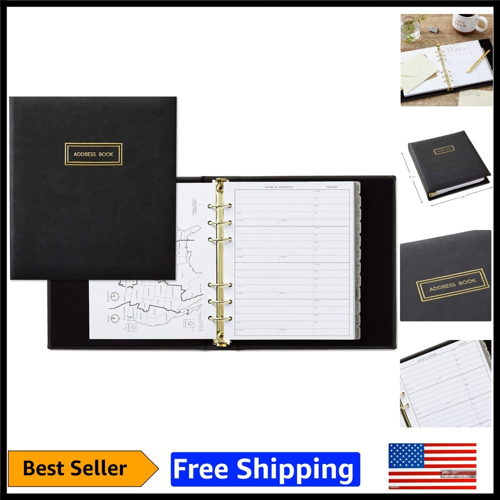 Utilitarian and Elegant Address Book with Gold Foil – Organize Contacts in Style