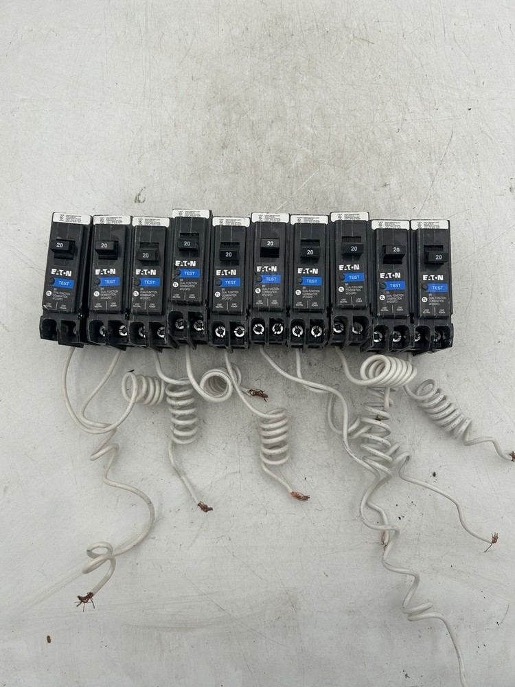 (10) Used Eaton BRN120DF Dual Purpose AFCI/GFCI Circuit Breaker 20A 1-Pole 120V