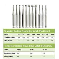 Wave Dental Surgical Round Bur RA Latch Carbide Low Speed Contra Angle 22mm 26mm
