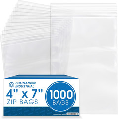 Spartan Industrial – 4” X 7” (1000 Count) 2 Mil Clear Reclosable Zip Plastic Pol
