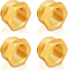 3/4″ GHT Male to 1/2″ NPT Female Brass Hose Adapter – 4 Pack Heavy Duty Garden H