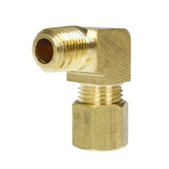 1/4″ x 1/8″ Tube OD x Male NPTF 90 Degree Barstock Elbow Solid Brass Fitting