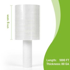 6 Rolls Pack – 5″ inch Mini Stretch Film Wrap 1000 Feet 5 Layers 80 Gauge, Clear