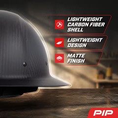 Dynamic Wolfjaw Matte Black Type 1 Class C Full Brim Black Carbon Fiber Hard Hat
