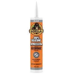 Gorilla 100% Silicone Waterproof Caulk 10 oz, Clear All-Purpose Sealant Glue