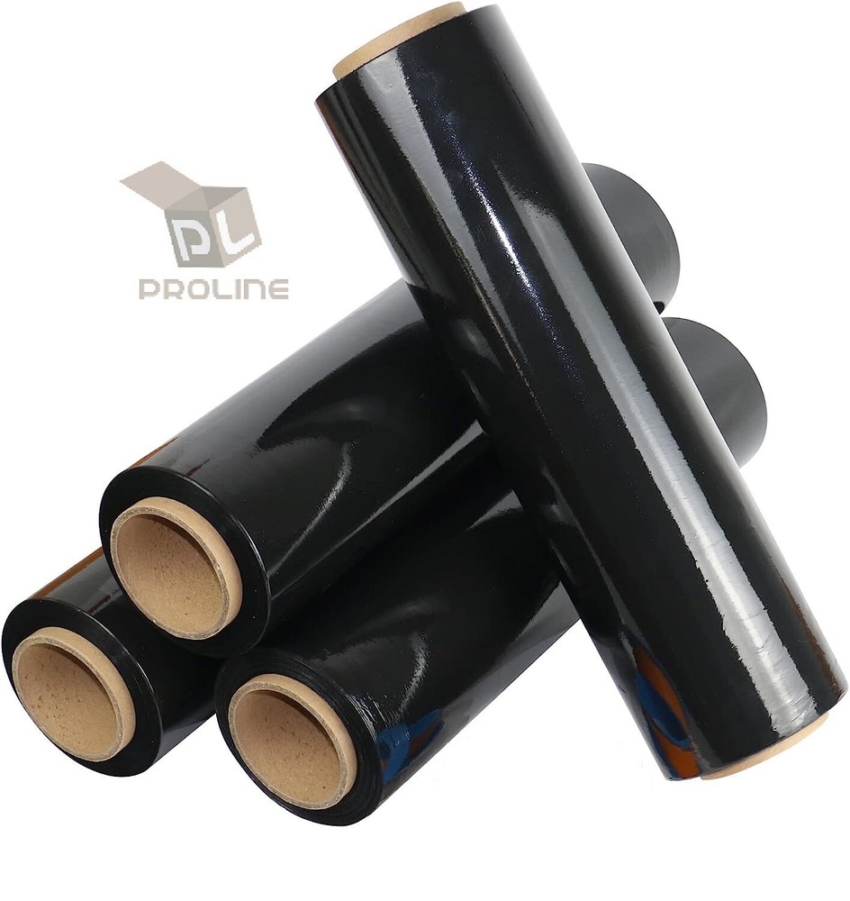 80 GAUGE – 4 Rolls Black Shrink Wrap Stretch Film 18″ X 1000′ Total 4000 FT