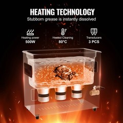 40kHz 60L Ultrasonic Cleaner 180W Heater Timer Stainless