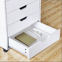 5 Drawer Dresser Rolling Clothing Storage Chest Beside Wall Mobile Store Clothes
