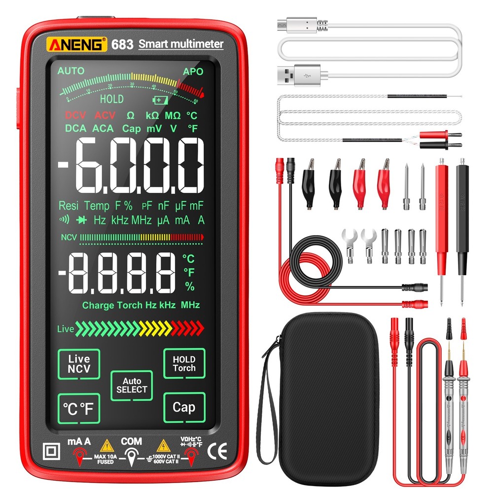 ANENG 683 Smart Touch Multimeter Rechargeable 6000 Counts True RMS AC DC Tester