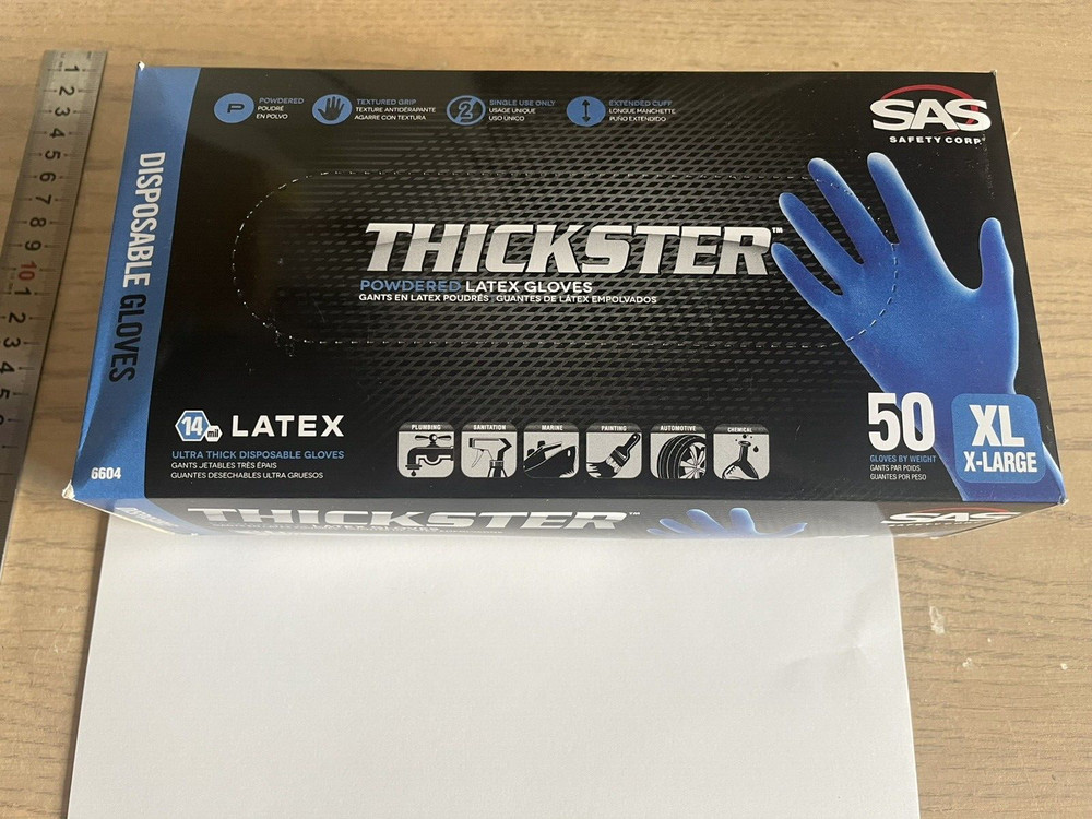 Thickster Ultra Thick Latex Exam Gloves, Blue, 14 mil, 50/Box ,XL X-LARGE