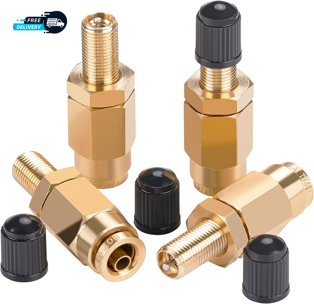 4 PCS 1/4″ Inflation Schrader Valve with Push to Connect for 1/4 Air Line Tubing