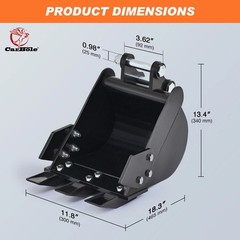 11.8in Bucket Mini Excavator 300mm for 0.8-2 Ton Small Diggers Narrow Heavy Duty