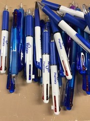 100 Wholesale Lot Misprint Ink Pens 3 COLOR “Clicker” Type Pens Red Black Blue