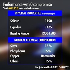 20 Flux Coated Brazing Rods 15% Silver Solder for HVAC, Refrigeration & Welding