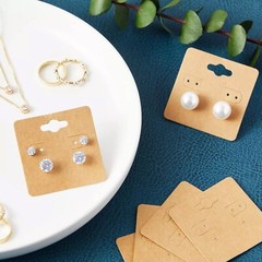 200 Pack Earring Display Cards Holder for Selling Jewelry Ear Studs Kraft 2″x2″