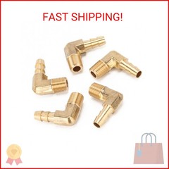 LTWFITTING 90 Degree Elbow Brass Barb Fitting 1/4 ID Hose x 1/8-Inch Male NPT Ai