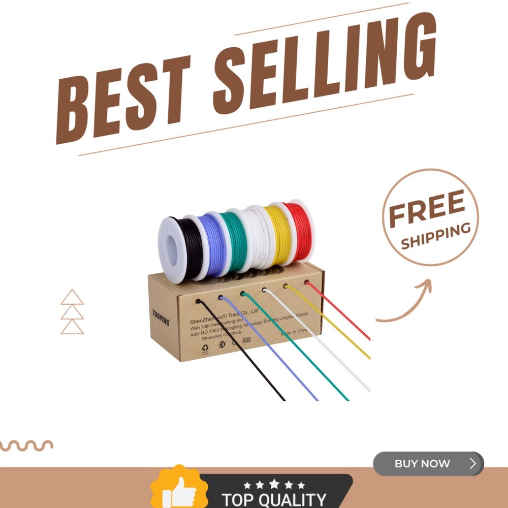 Flexible 24 Gauge Silicone Wire – 6 Color 30ft Length, 300V Tinned Copper