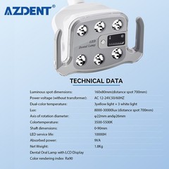 Dental 6 LED Lamp Oral Light Lamp For Unit Chair with LCD Display 3Yellow+3White