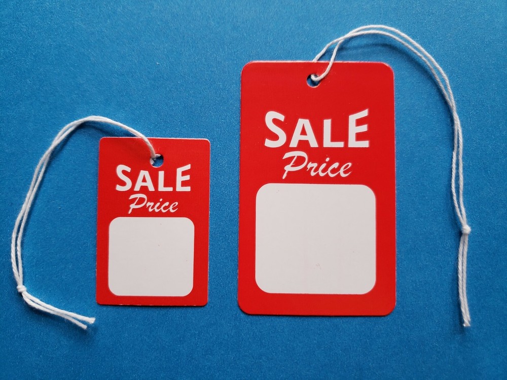 Sale Price Tags RED WHITE String Strung Large Small Retail Merch Hang Coupon