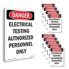 Portrait Electrical Testing Authorized Only OSHA Danger Sign, Decal 5 or 10 Pack