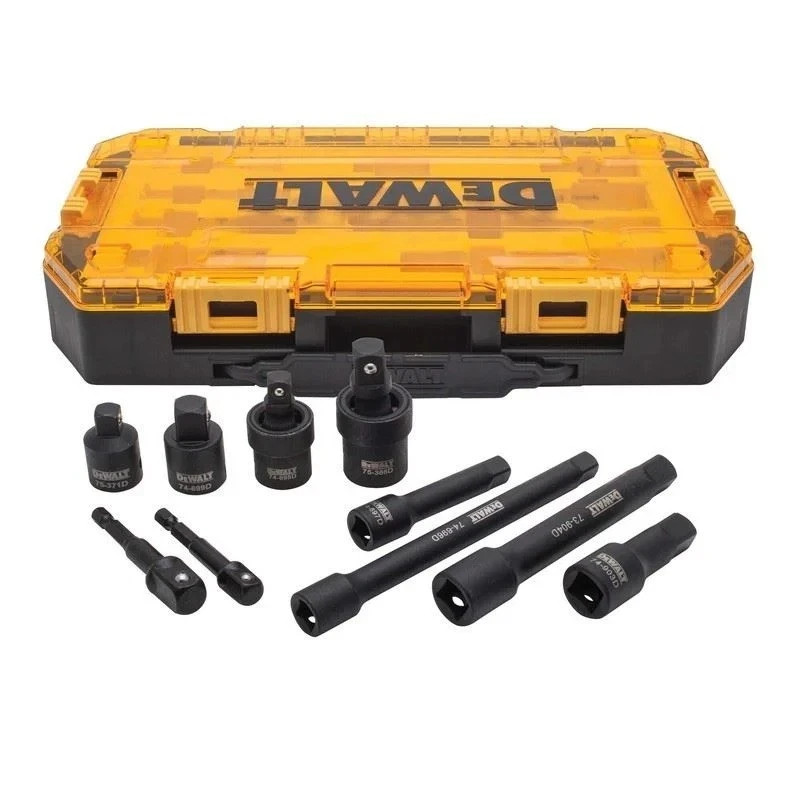 DeWalt Accessory Kit 10 Piece 1/2″ and 3/8″ Drive DWMT74741CL New