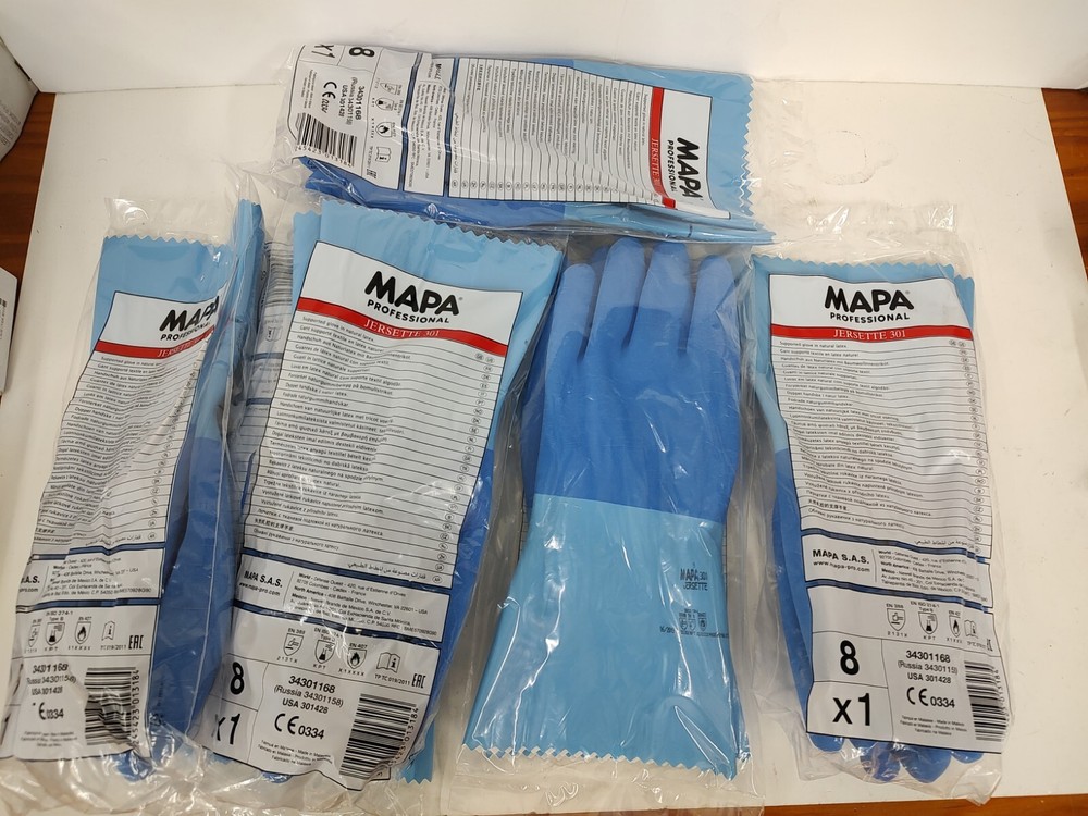 Mapa Gauntlets Chemical resist Heavy Duty Safety Gloves Size 8 Jersette 301 6PR