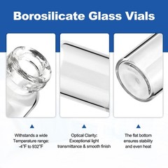 100 Pcs 2ml Clear Glass Vials, Borosilicate, Autoclavable with Aluminum Flip Cap