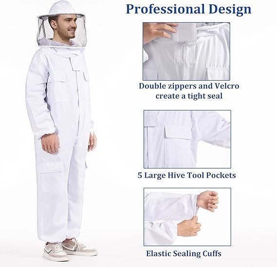 Professional Bee Suits for Men Women Sting Proof with Round Veil Sting Proof