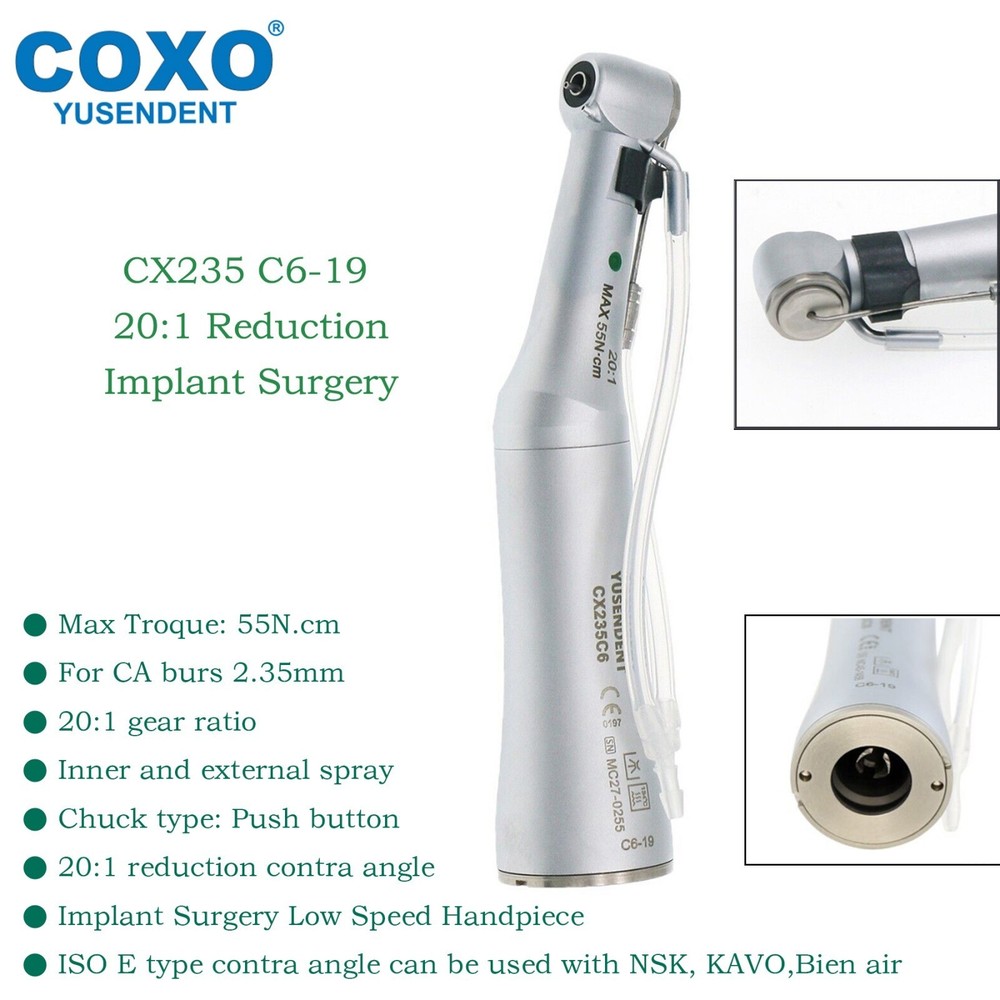 COXO Dental Handpiece 20:1 Contra angle Implant Handpiece Fit all e-type Motors