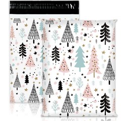 JarThenaAMCS 100Pcs Christmas Poly Mailer 10 x 13 Inch Pastel Xmas Tree Packa…