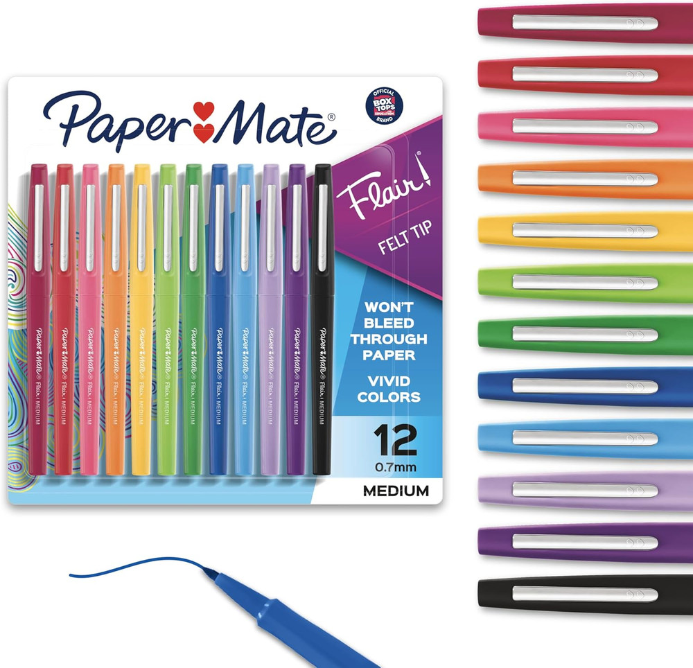 Flair Felt Tip Pens, Medium Point (0.7Mm), 12 Count