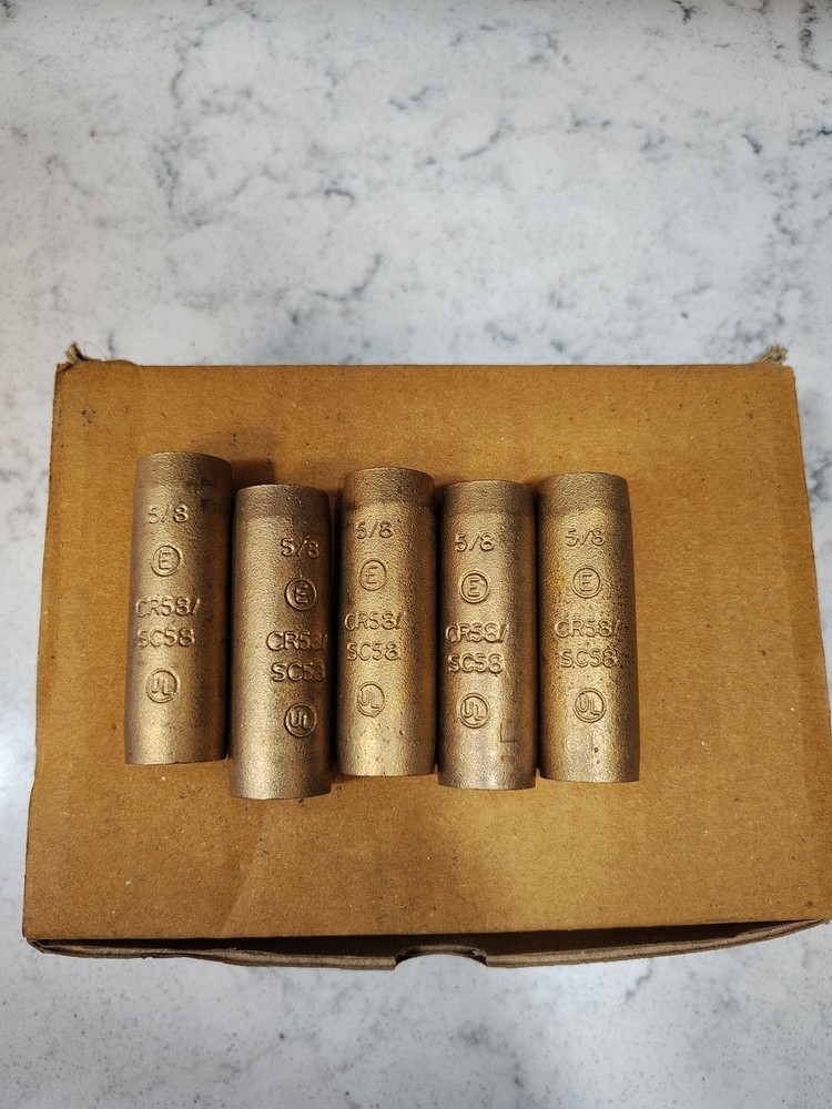 ERICO CR58, Ground Rod Coupler, 5/8″, UNC, 2.4″, Bronze, Ground Rod Coupler, 5pc