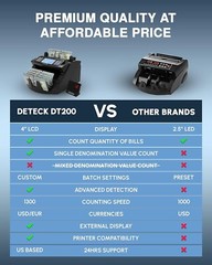 DETECK DT200 Money Counter Machine Bill Counter UV MG IR Detection (refurbished)