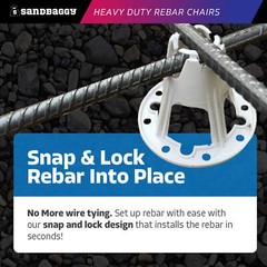Sandbaggy Plastic Rebar Chairs – Elevates Rebar 2.5″ or 3″ – Rebar #3 to #5