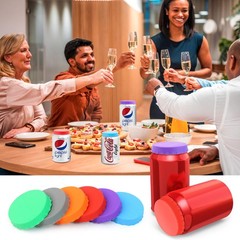 6 PCS Silicone Soda Can Lids,6 Color BPA-Free Reusable Multiple colors