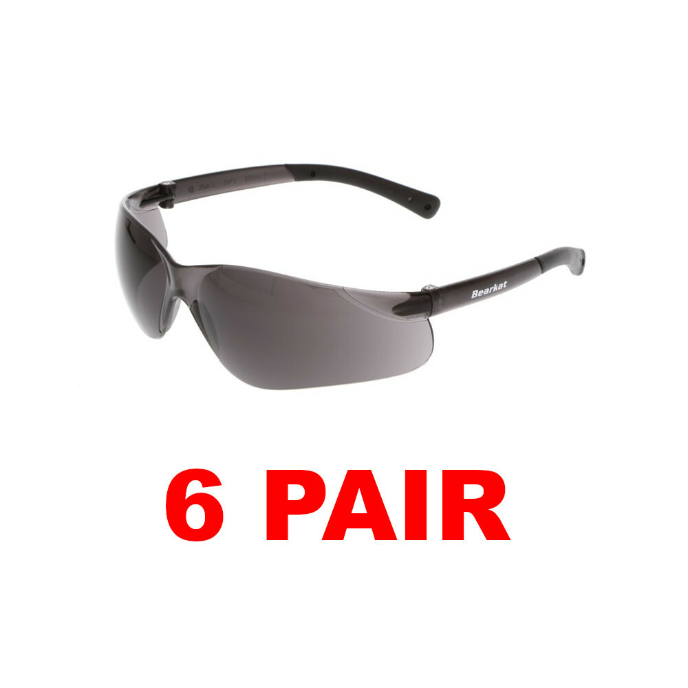 MCR CREWS BK112 BEARKAT GRAY LENS SAFETY GLASSES (6 PAIR)
