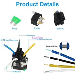 6 Pack 12V DC 30 Amp 4-Pin Automotive Relay Harness Set Switch Fuse US