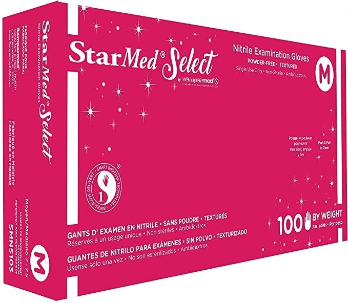 Sempermed StarMed Select Nitrile Examination Gloves, Medium, 100 gloves/box 