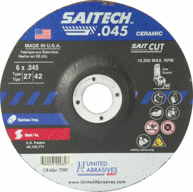 United Abrasives 22082 6x.045×7/8 Saitech .045 Ceramic Cutting Wheels 50 pack
