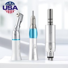 Dental Low Speed Straight Handpiece Kit Latch Contra Angle Air Motor 2/4 Holes